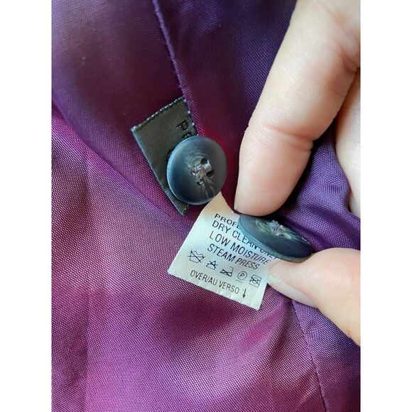 90s Liz Wear 12 Petite Wool Tweed Plaid Blazer Sport Coat Jacket Gray Navy Brown - Picture 4 of 14